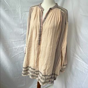 Rare! Free People plaid shirt dress metallic XS